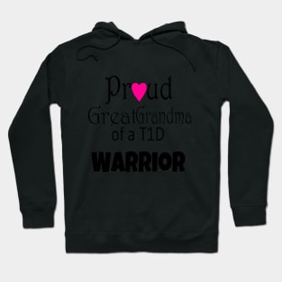 Proud Great Grandma - Black Text - Pink Heart Hoodie